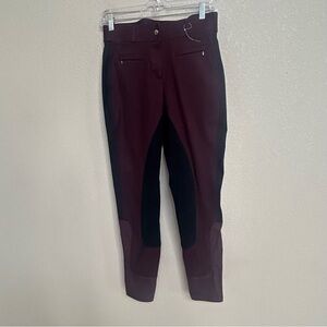 Dover Saddlery Women’s Burgundy Black Full Seat Riding Breeches Pants Size 30